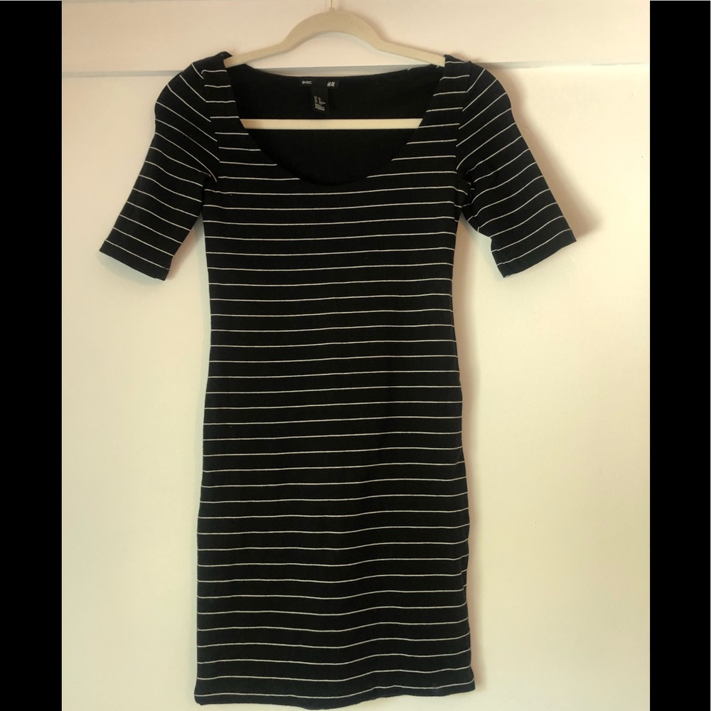 H&M Black and white striped dress